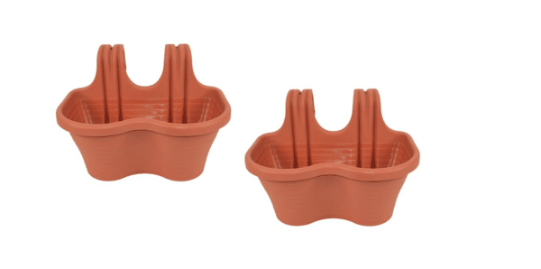 KIT 2 PZ FIORIERA 2 POSTI BALCONE BALCONIERA PLASTICA MARRONE CM 37x28x25 H 607d