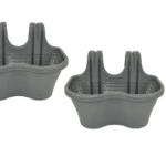 KIT 2 PZ FIORIERA 2 POSTI BALCONE BALCONIERA PLASTICA GRIGIO CM 37x28x25 H 591d