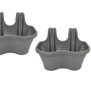 KIT 2 PZ FIORIERA 2 POSTI BALCONE BALCONIERA PLASTICA GRIGIO CM 37x28x25 H 591d