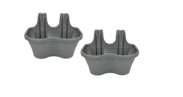 KIT 2 PZ FIORIERA 2 POSTI BALCONE BALCONIERA PLASTICA GRIGIO CM 37x28x25 H 591d