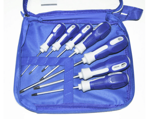 SET CACCIAVITI CACCIAVITE TORX 7 PZ FORO BORSELLO CUSTODIA PHINX T8 T27 blu