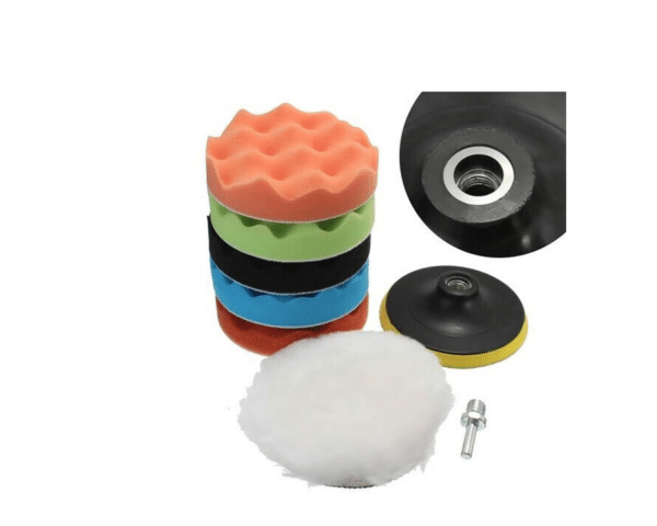 KIT LUCIDATURA AUTO DISCHI SPUGNA TAMPONE PLATORELLO 150 MM 6" POLLICI 7 PZ 005x