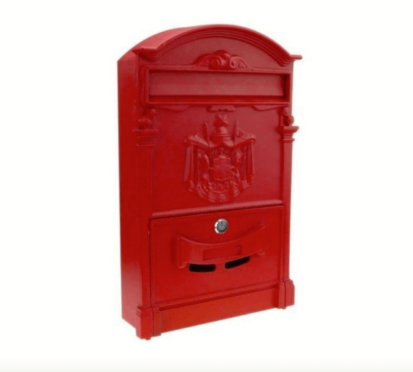 CASSETTA BUCA POSTALE LETTERE POSTA ALLUMINIO CASA ESTERNO 26x9xh41cm ROSSA 602vn