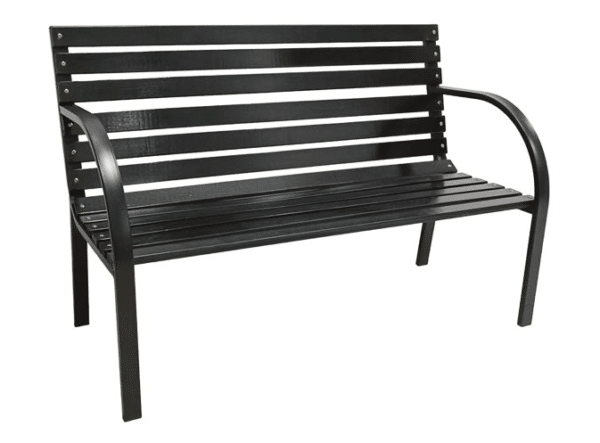 PANCA PANCHINA SEDUTA LEGNO SCHIENALE CM 120x58x83 h GIARDINO ESTERNO 3 POSTI NERO 279