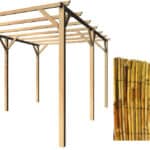 KIT PERGOLA PERGOLATO LEGNO 3X5 MT CON COPERTURA ARELLA CANNETTE BAMBU 898v