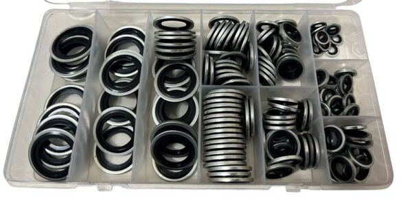 RONDELLE 165PZ GUARNIZIONI METALLO GOMMATO TAPPI TAPPO OLIO MOTORE 10 MISURE 056x