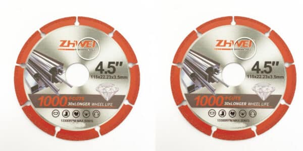 KIT 2 DISCO DISCHI METALLO FERRO TAGLIO 115 x 22.23 x 3.5 mm 4,5" DIAMANTATO SMERIGLIATRICE 329zh