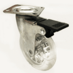 RUOTA RUOTE ROTELLA CARRELLO GIREVOLE CARRELLI TRASPARENTE CON FRENO 2" 50 mm