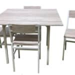Set tavolo tavolino quadrato 100 cm + 4 sedie giardino esterno in legno tortora 774ds