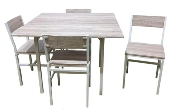 Set tavolo tavolino quadrato 100 cm + 4 sedie giardino esterno in legno tortora 774ds