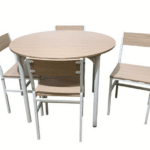 SET TAVOLO TONDO ROTONDO Ø 100 cm SEDIE GIARDINO IN LEGNO MDF ROVERE 248ds
