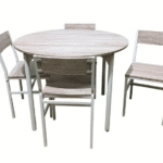 SET TAVOLO TONDO ROTONDO Ø 100 cm SEDIE GIARDINO IN LEGNO MDF TORTORA 255ds