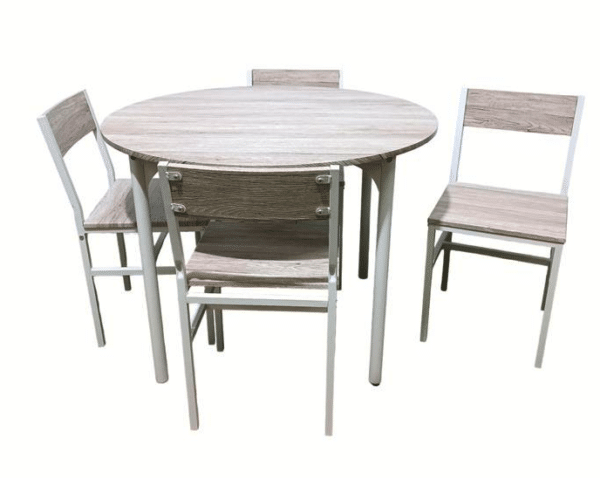 SET TAVOLO TONDO ROTONDO Ø 100 cm SEDIE GIARDINO IN LEGNO MDF TORTORA 255ds