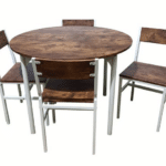 SET TAVOLO TONDO ROTONDO Ø 100 cm SEDIE GIARDINO IN LEGNO MARRONE 262ds