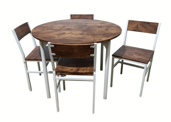 SET TAVOLO TONDO ROTONDO Ø 100 cm SEDIE GIARDINO IN LEGNO MARRONE 262ds