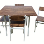 SET TAVOLO QUADRATO 100 cm SEDIE GIARDINO IN LEGNO MDF MARRONE 781ds