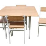 Set tavolo quadrato 100 cm sedie giardino in legno mdf naturale 750ds