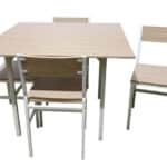Set tavolo tavolino quadrato 100 cm + 4 sedie in legno giardino esterno rovere 767ds