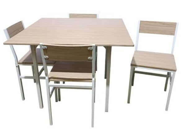 Set tavolo tavolino quadrato 100 cm + 4 sedie in legno giardino esterno rovere 767ds