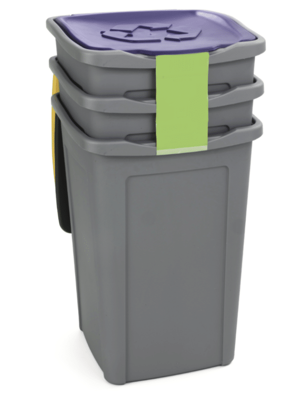 Tris bidoni contenitori pattumiere plastica raccolta differenziata rifiuti 3 colori 50 lt 634du