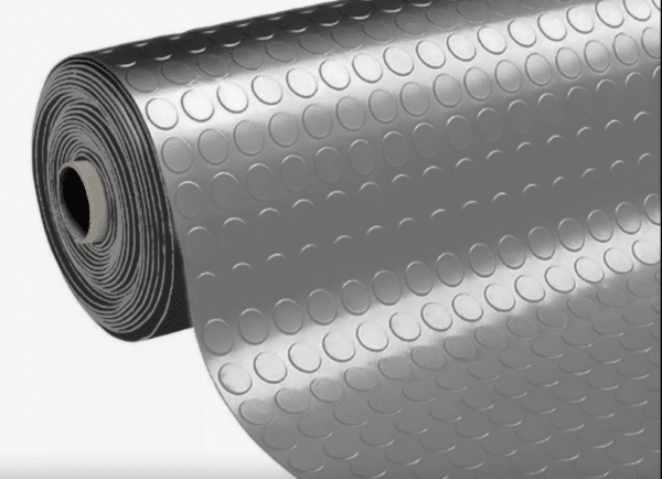Tappeto gomma antiscivolo tavolo copripavimento bullonato passatoia bolle furgoni pvc cm 100h grigio scuro 1 mt