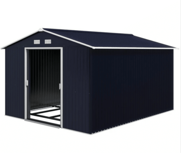 Casa casetta capanna ripostiglio deposito box giardino porta attrezzi lamiera grigio 9 mq 3,22x2,77 V02