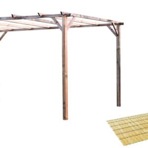 Kit pergola pergolato legno 3x4 mt copertura 2 pz arella mezza canna bambù 2x3 726bea
