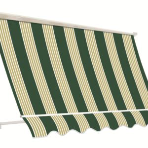 Tenda da sole a caduta braccetti balcone cassone 3x2,5 mt verde bianco rigato 5401