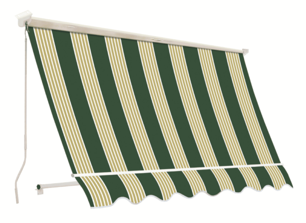 Tenda da sole a caduta braccetti balcone cassone 3x2,5 mt verde bianco rigato 5401