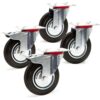 Ruote girevoli carrello 4 pz rotelle carrelli con senza freno 100mm portata 320 kg nero