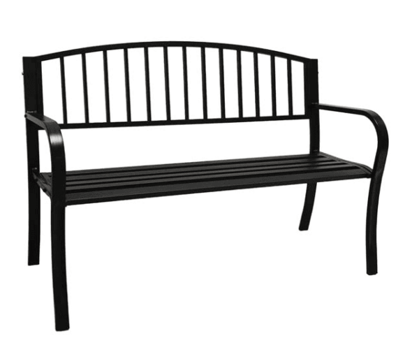 Panca panchina ferro seduta schienale cm 125x53x82 h giardino esterno 3 posti nero 309ds