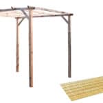 Kit pergola pergolato legno 3x3 mt copertura 2 pz arella mezza canna bambù 1,5x3 719bea