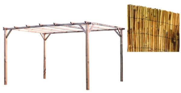 Kit pergola pergolato legno 3x4 mt copertura arella cannette bambu 3x5 898cin