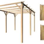 Kit pergola pergolato legno 3x5 mt copertura 2 pz arella 2,5x3 mt canna bambù 631