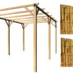Kit pergola pergolato legno 3x6 mt copertura 2 pz arella cannette bambu 2x3 928cin