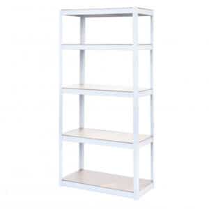 Scaffale 5 ripiani metallo bianco simil legno mdf 90x40x180 cm scaffalatura 953v