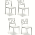Kit 4 sedie interno esterno polipropilene cucina bar ristorante impilabile pranzo bianco teti