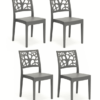 Kit 4 sedie interno esterno polipropilene cucina bar ristorante impilabile pranzo antracite teti