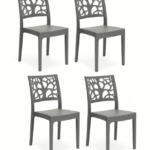Kit 4 sedie interno esterno polipropilene cucina bar ristorante impilabile pranzo antracite teti
