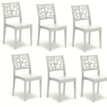 Kit 6 sedie interno esterno polipropilene cucina bar ristorante impilabile pranzo bianco teti