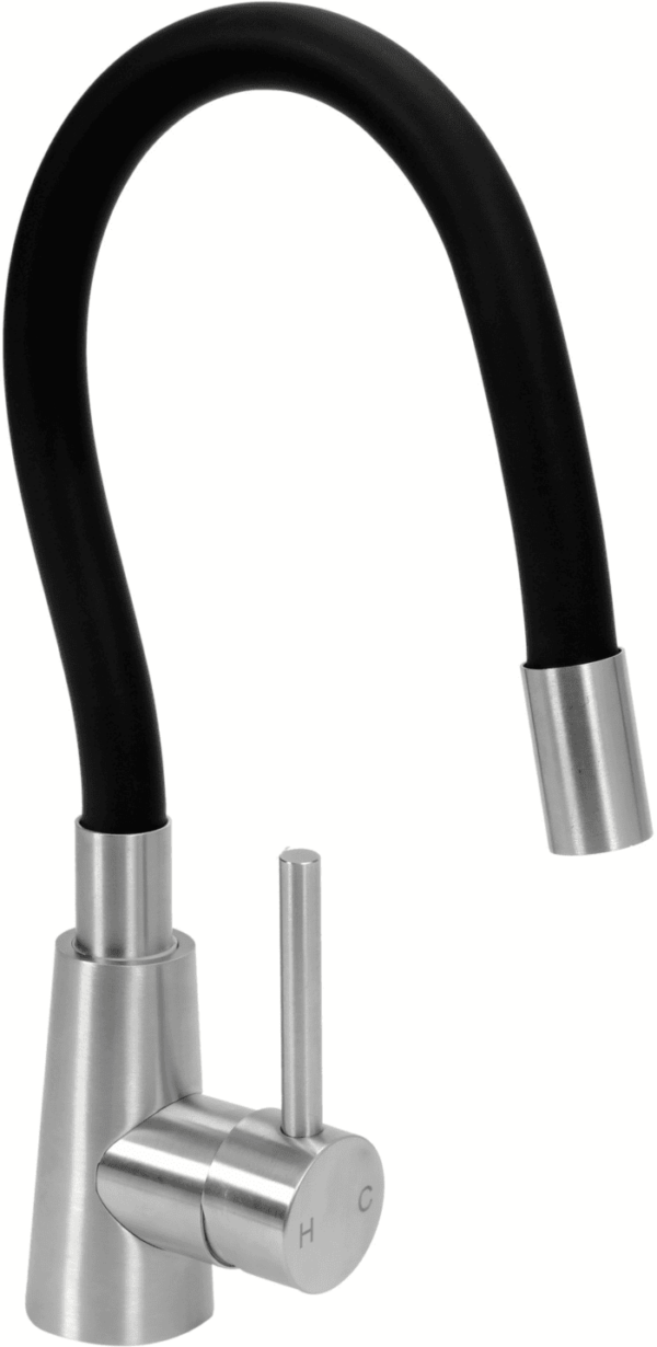 Miscelatore rubinetto canna alta curva flessibile lavello cucina nero 026to