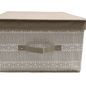 Contenitore scatola salvaspazio armadio abiti biancheria per cambio stagione cm 60x50x30 beige 659ds