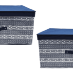 Kit 2 pz contenitore scatola salvaspazio armadio abiti biancheria per cambio stagione cm 40x50x25 blu 666ds