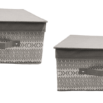 Kit 2 pz contenitore scatola salvaspazio armadio abiti biancheria per cambio stagione cm 40x50x25 beige 666ds