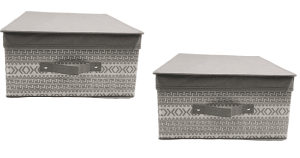 Kit 2 pz contenitore scatola salvaspazio armadio abiti biancheria per cambio stagione cm 40x50x25 beige 666ds