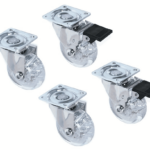 Ruote girevoli carrello 4 pz rotelle carrelli con senza freno 100mm 4" portata 320kg trasparente 686b