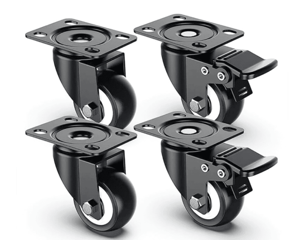 Ruote girevoli carrello 4 pz rotelle carrelli con senza freno 75mm 3" portata 240 kg nero 563b