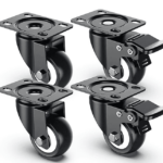 Ruote girevoli carrello 4 pz rotelle carrelli con senza freno 60mm 2,5" portata 200 kg nero 594b