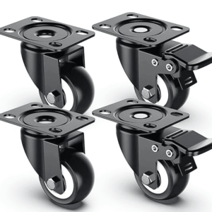Ruote girevoli carrello 4 pz rotelle carrelli con senza freno 60mm 2,5" portata 200 kg nero 594b