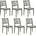 Kit 6 sedie interno esterno polipropilene cucina bar ristorante impilabile pranzo antracite teti